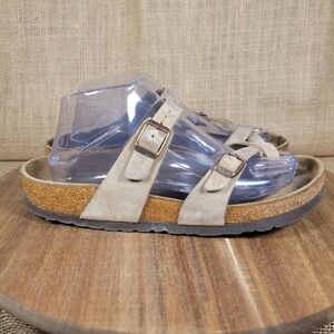 Birkenstock Mayari Sandals Suede Taupe Leather Women's 39 8–8.5 Strappy Buckle